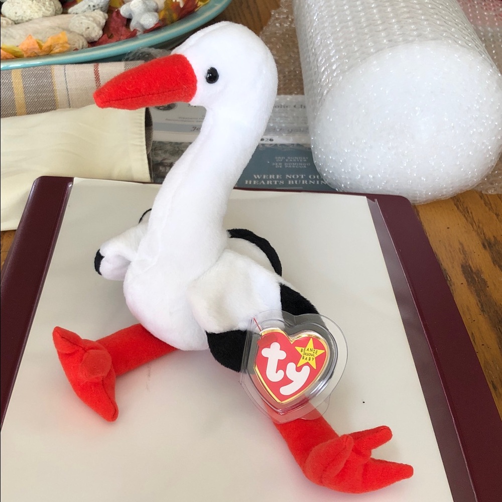 Vintage Ty Beanie Babies Stilts Crane 1999 Stuffed Animal Retired Orange Feet
